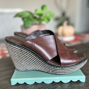 Born Dark Brown Leather Wedges